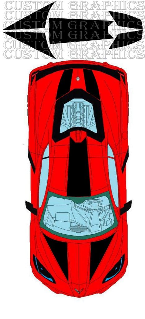 Premium Vinyl Hood Sticker Compatible With Chevrolet Corvette C8 Stingray Line Design