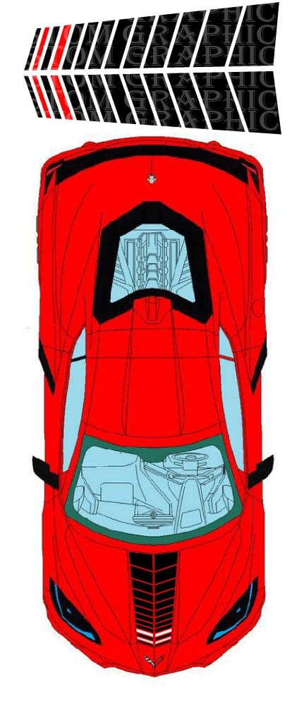 Premium Vinyl  Hood Sticker Compatible With Chevrolet Corvette C8 Stingray